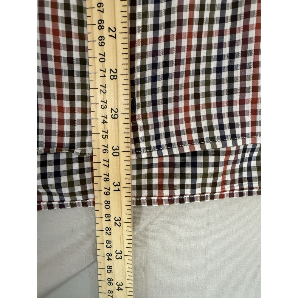 Johnston Murphy Shirt Mens Size Medium Blue Orange Plaid Button Up Tailored Fit - Picture 14 of 16